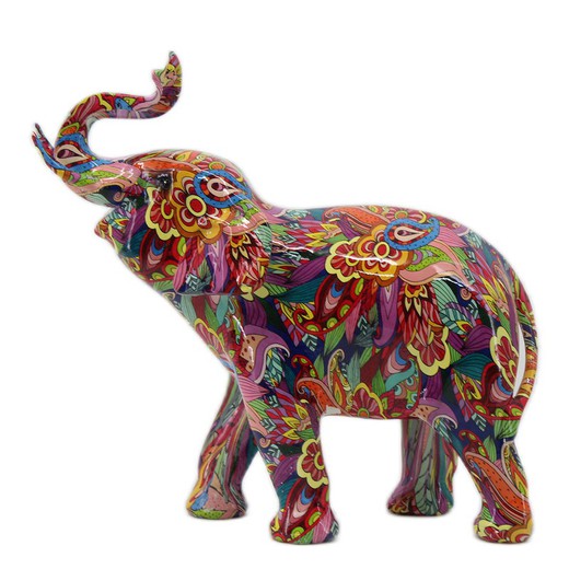 Figura Elefante Medidas: 28 cm x 11,5 cm x 28 cm  Material: Resina Peso neto: 1.075 grs.