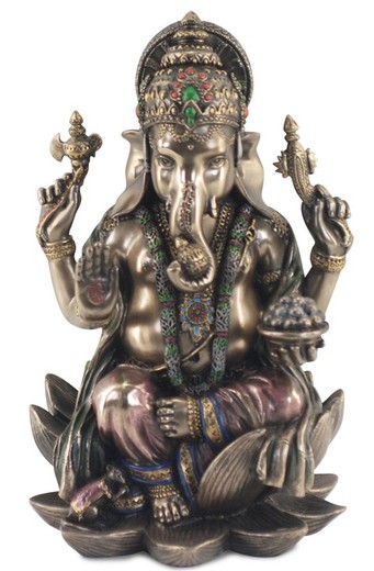 Figura Ganesh Medidas: 18 cm x 11 cm x 11 cm  Material: Resina Peso neto: 835 grs.