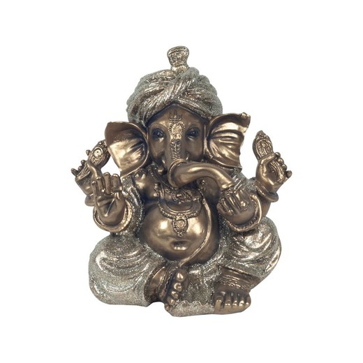 Figura Ganesh sentado dorado Medidas: 15 cm x 13 cm x 14 cm  Material: Resina Peso neto: 440 grs.