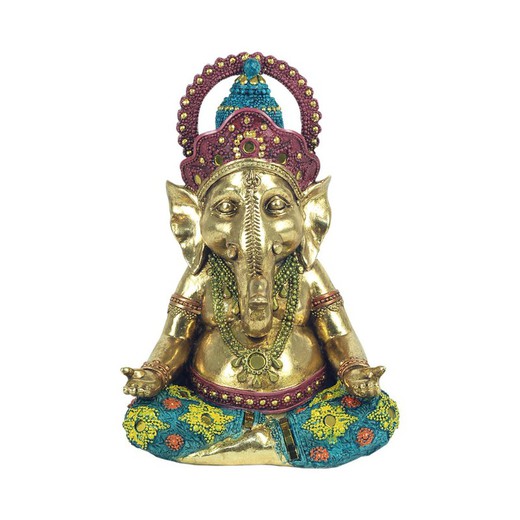 Figura Ganesha yoga Medidas: 22 cm x 10 cm x 15 cm  Material: Resina Peso neto: 515 grs.