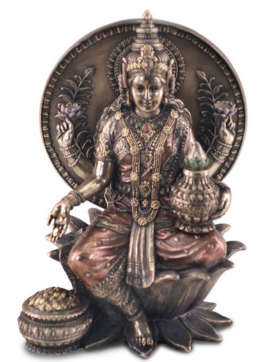 Figura Lakshmi Medidas: 20 cm x 11 cm x 15 cm  Material: Resina Peso neto: 1.130 grs.