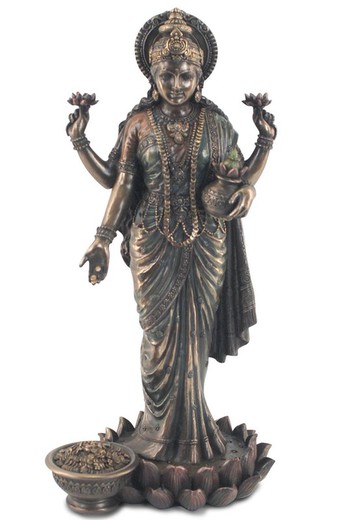 Figura Lakshmi Medidas: 26 cm x 10 cm x 12,5 cm  Material: Resina Peso neto: 800 grs.