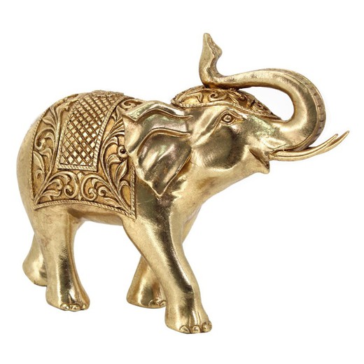 Figura PROMOTION elefante dorado Medidas: 22,5 cm x 11 cm x 27 cm  Material: Resina Peso neto: 890 grs.