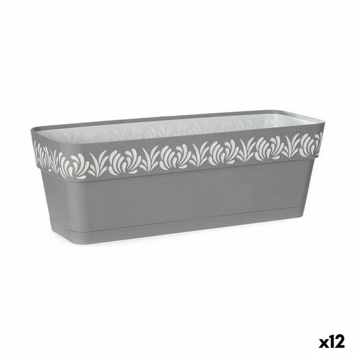 Jardinera Autorriego Stefanplast Gaia Gris Plástico 49,5 x 17 x 19 cm (12 Unidades)