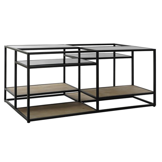 Mesa de Centro DKD Home Decor 8424001787234 Negro Multicolor Natural Madera Metal Espejo 120 x 60 x 50 cm