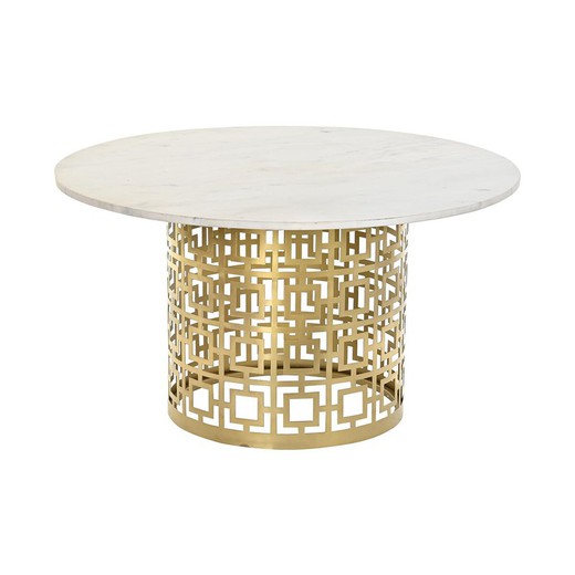 Mesa de Centro DKD Home Decor Blanco Dorado Metal Mármol 76 x 76 x 43 cm