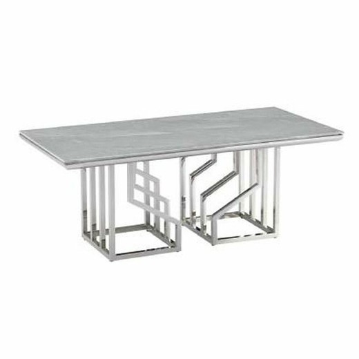 Mesa de Centro DKD Home Decor Blanco Plateado Cristal Acero 120 x 60 x 40 cm