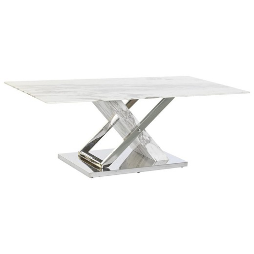 Mesa de Centro DKD Home Decor Blanco Plateado Cristal Acero 120 x 60 x 42 cm