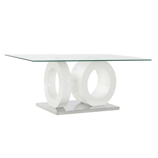 Mesa de Centro DKD Home Decor Blanco Transparente Madera Cristal Madera MDF 110 x 60 x 45 cm