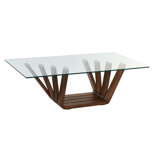 Mesa de Centro DKD Home Decor Cristal Nogal Aluminio 130 x 70 x 42 cm