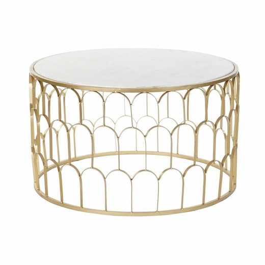 Mesa de Centro DKD Home Decor Glamour Blanco Multicolor Dorado Mármol Hierro 87 x 87 x 51,5 cm