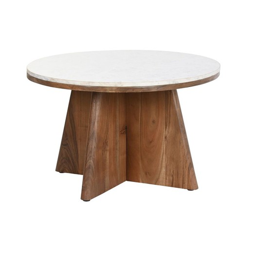 Mesa de Centro DKD Home Decor Mármol Acacia (70 x 70 x 43 cm)