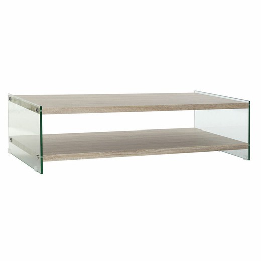 Mesa de Centro DKD Home Decor Multicolor Transparente Natural Madera Cristal Madera MDF 130 x 65 x 35,5 cm