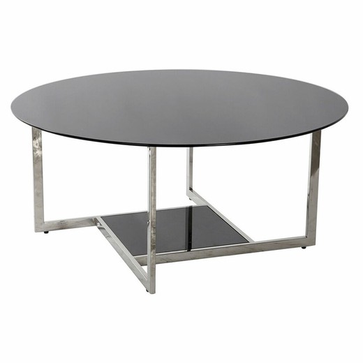 Mesa de Centro DKD Home Decor Negro Plateado Cristal Acero Plástico 100 x 100 x 45 cm