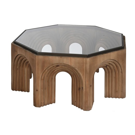 Mesa de Centro Home ESPRIT Cristal Madera de abeto 99 x 99 x 46 cm