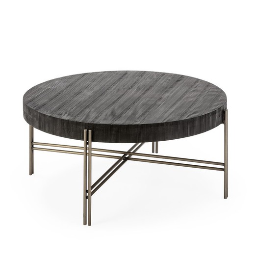 Mesa de centro redonda 86x86x47 cm madera/metal negro/niquel Ref: 66638/00 Thai natura