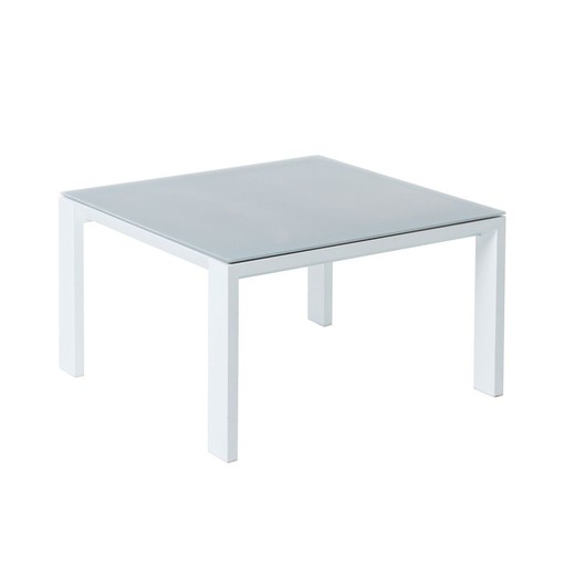 Mesa de Centro Thais Mesa Blanco Aluminio Cristal Templado 70 x 70 x 41 cm