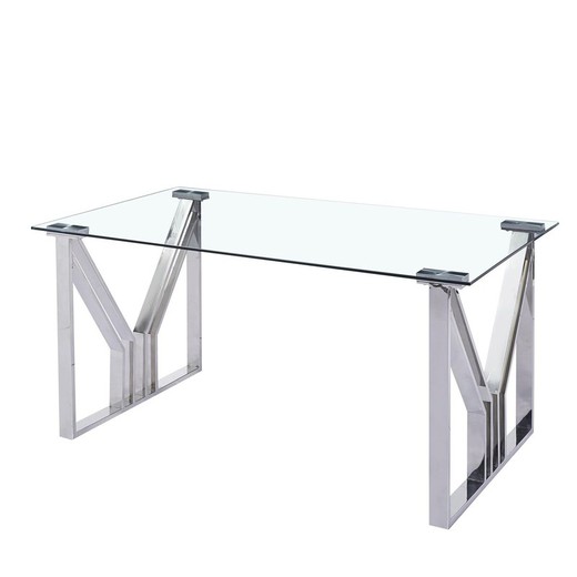 Mesa de Comedor DKD Home Decor Cristal Acero (180 x 90 x 75 cm)