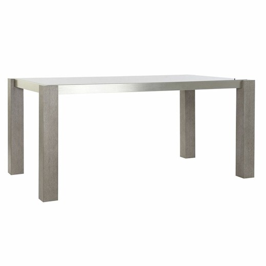 Mesa de Comedor DKD Home Decor Cristal Gris Aluminio Roble Cristal Templado (162 x 92 x 74 cm)