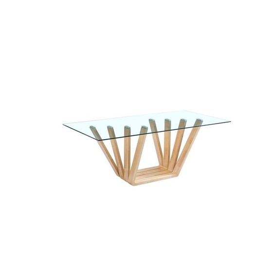 Mesa de Comedor DKD Home Decor Cristal Marrón Transparente nogal (200 x 100 x 75 cm)