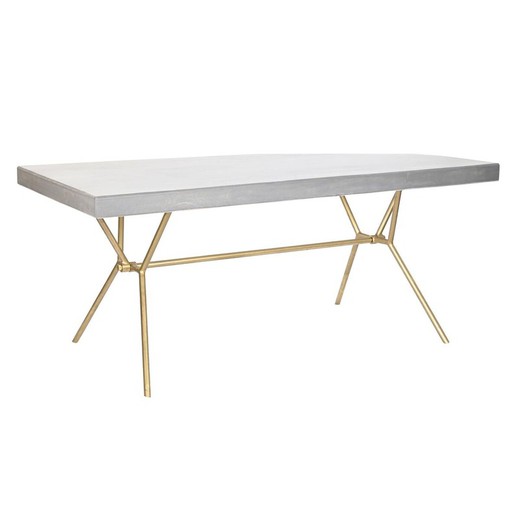 Mesa de Comedor DKD Home Decor Gris Dorado Blanco Latón Madera de mango (180 x 90 x 76 cm)