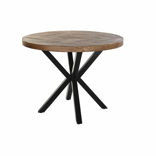 Mesa de Comedor DKD Home Decor Negro Natural Metal Acacia Madera de acacia 101 x 101 x 79 cm 100 x 100 x 76 cm