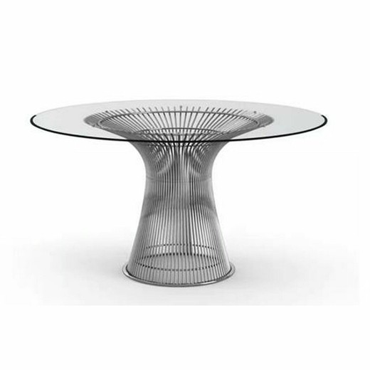 Mesa de Comedor DKD Home Decor Transparente Plateado Acero Cristal Templado 130 x 130 x 75 cm