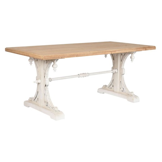 Mesa de Comedor Home ESPRIT Blanco Natural Abeto Madera MDF 180 x 90 x 76 cm