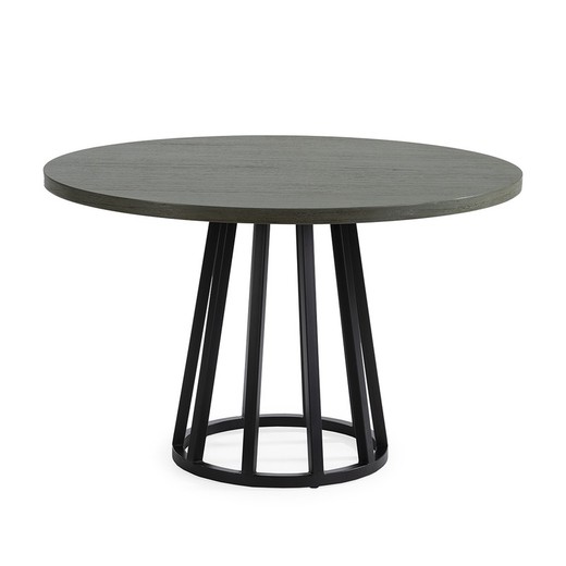 Mesa de comedor redonda 120x120x75cm gris/negra 26506/22 Thai Natura