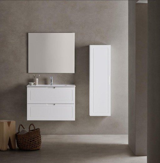 Mueble Alma 2 cajones con lavabo porcelana blanco seda Sanchis