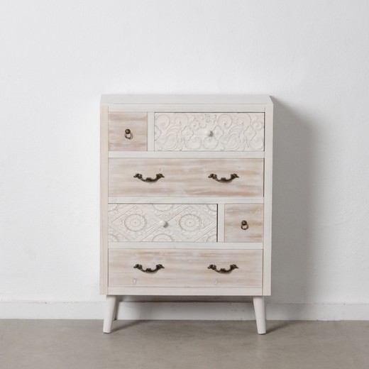 Mueble auxiliar blanco y madera 90x45x135cm