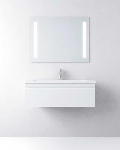 Mueble de baño suspendido blanco mate y lavabo de porcelana Natalia Avila Dos