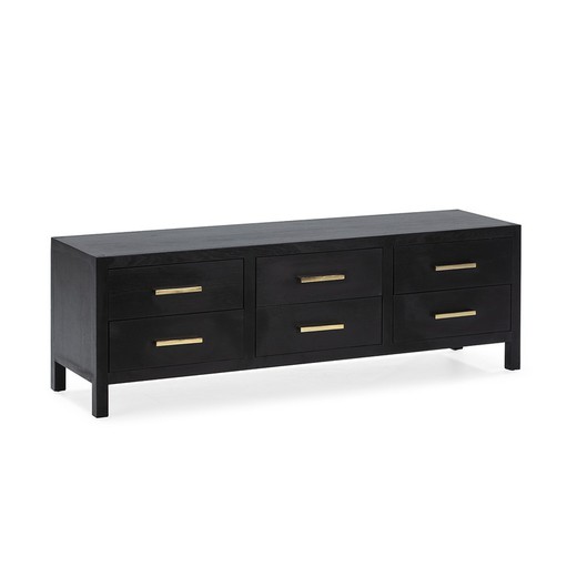 Mueble de tv 150x40x50 cm madera de cedro/metal negro/dorado Ref: 76453/01 THAI NATURA