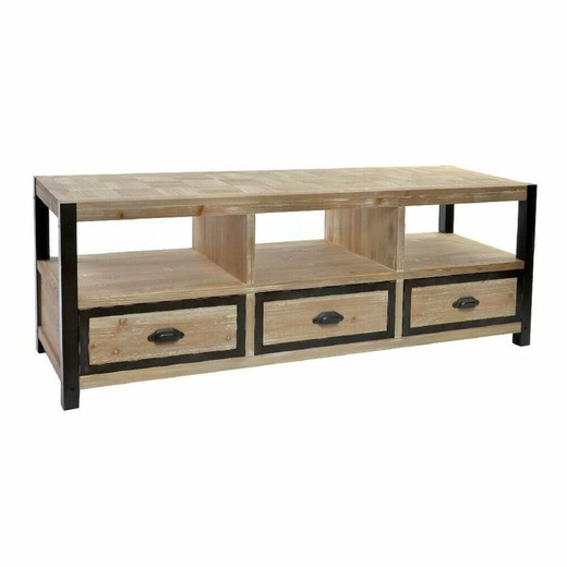 Mueble de TV DKD Home Decor 148 x 45 x 54 cm Negro Metal Madera Marrón