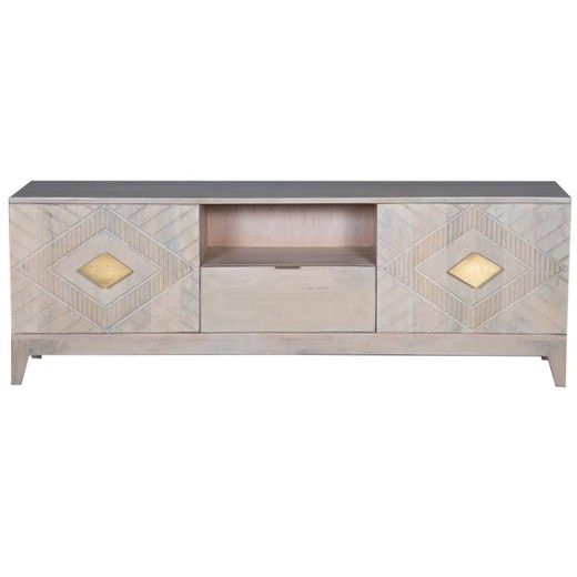 Mueble de TV DKD Home Decor Beige Metal Madera de mango 175 x 40 x 60 cm