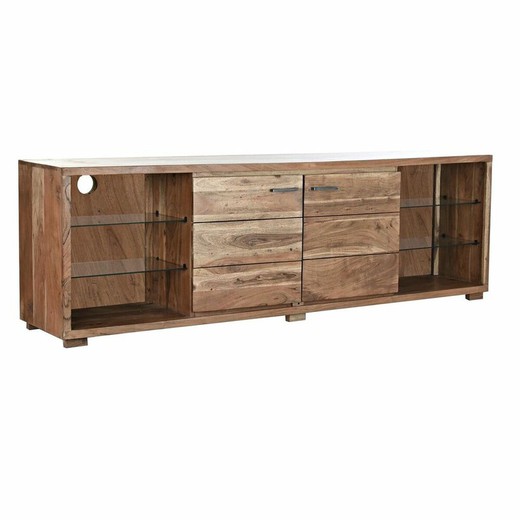 Mueble de TV DKD Home Decor Marrón 200 x 40 x 63 cm Cristal Acacia