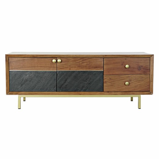 Mueble de TV DKD Home Decor Marrón Negro Acacia (130 x 42 x 49 cm)