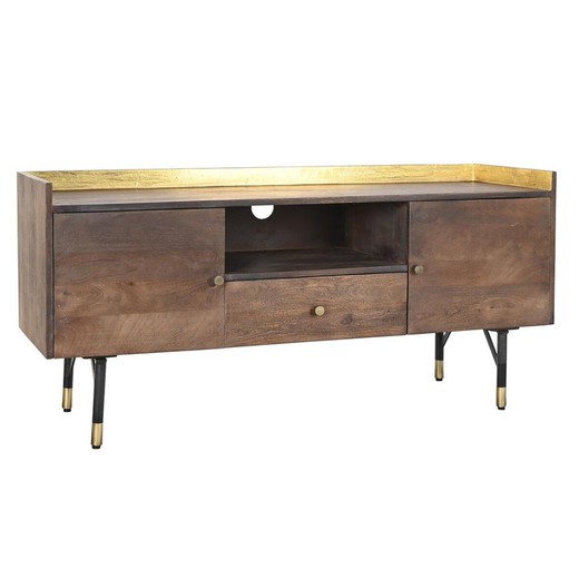 Mueble de TV DKD Home Decor Marrón oscuro Metal Madera de mango (130 x 45 x 60 cm)