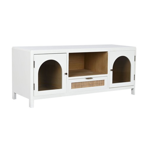 Mueble de TV Home ESPRIT Blanco Cristal Madera de Paulonia 120 x 40 x 50 cm