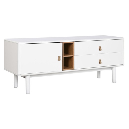 Mueble de TV Home ESPRIT Blanco Natural Polipropileno Madera MDF 140 x 40 x 55 cm