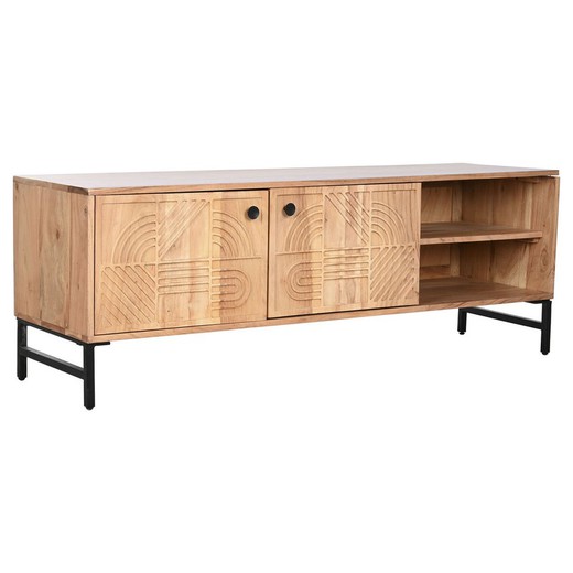 Mueble de TV Home ESPRIT Marrón Negro Metal Acacia 145 x 40 x 52 cm