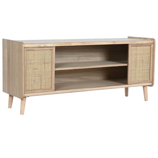 Mueble de TV Home ESPRIT Natural Ratán Madera de Paulonia 120 x 35 x 54 cm