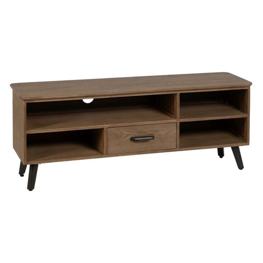 Mueble de TV Negro Natural Hierro Madera de abeto 150 x 41 x 59 cm