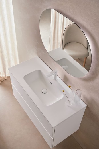 Mueble Nice 2 cajones con lavabo porcelana blanco seda Sanchis