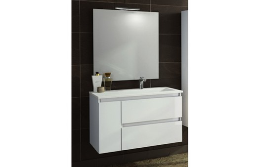 Mueble y lavabo Box 2 cajones 1 pta  blanco brillo suspendido Visobath