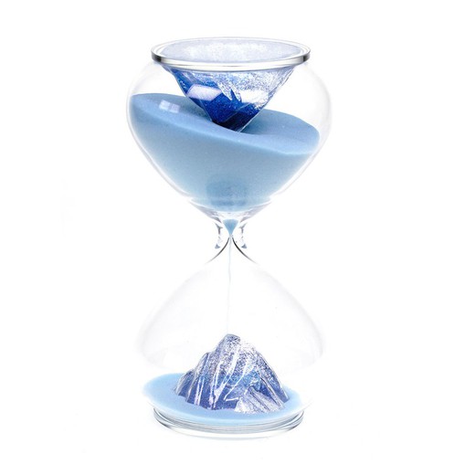 Regalo Reloj arena azul 15 min. Medidas: 18,5 cm x 7 cm x 7 cm Material:  Cristal, Vidrio Peso neto: 195 grs. — Decosola