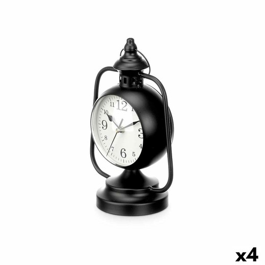 Reloj de Mesa Lámpara Negro Metal 17 x 25 x 11,3 cm (4 Unidades)