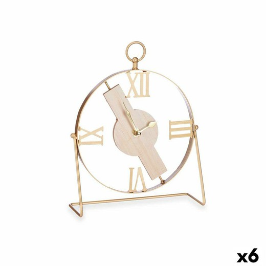 Reloj de Mesa Negro Metal Madera MDF 21 x 27 x 7 cm (6 Unidades)