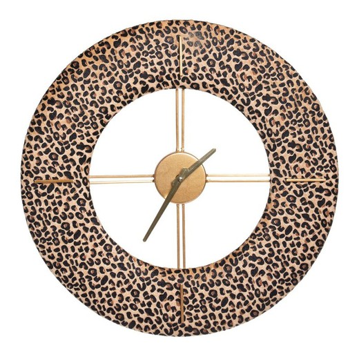 Reloj de Pared 48 x 3,5 x 48 cm Tejido Sintético Metal Leopardo