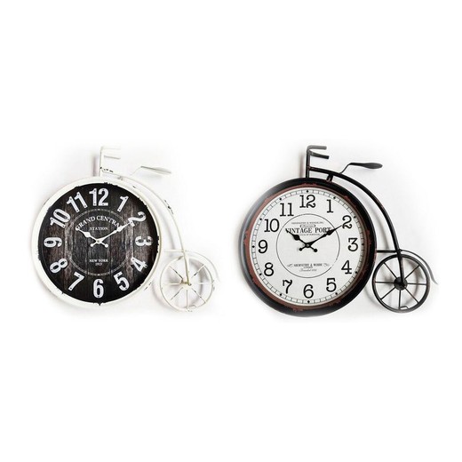 Reloj de Pared DKD Home Decor 60 x 6 x 50 cm Cristal Negro Bicicleta Blanco Hierro Vintage (2 Unidades)